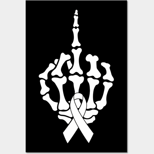 Fuck Lung Cancer Middle Finger White Ribbon Wall Art by Duohex
